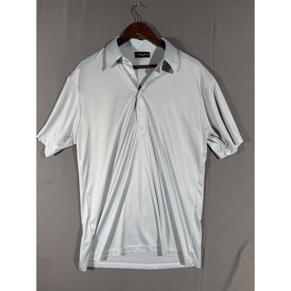 Cellars & Co Mens‎ Light Blue Short Sleeve Collared Golf Polo Shirt Large